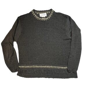 Sweater Brown‎ Classic Ribbon Accents Rayon Blend Sz XL Lacy Jantzen Dark